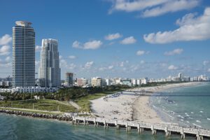 Miami South Beach with skyline