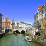 The old town of Ljubljana on the Ljubjanca river